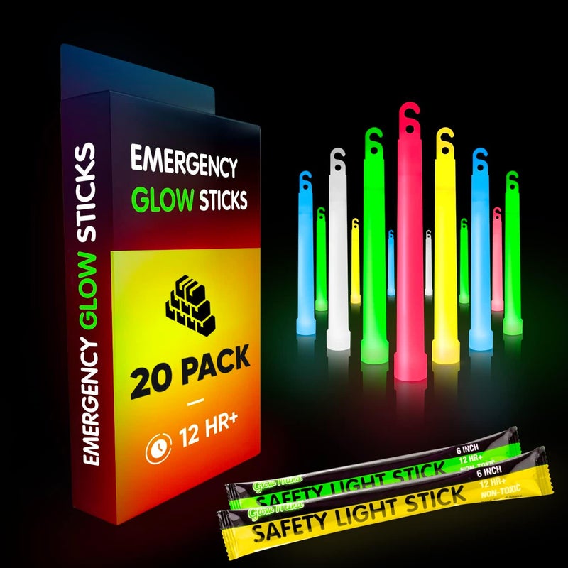 Glow Mind Emergency Glow Sticks with 12 Hours Duration, Individually Wrapped Industrial Grade Glowsticks for Survival Gear, Camping Lights, Power Outages and Military Use - Image 1